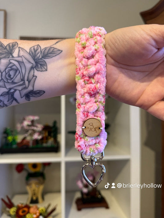 Pink Bloom ~ Crochet Wristlet Key Fob