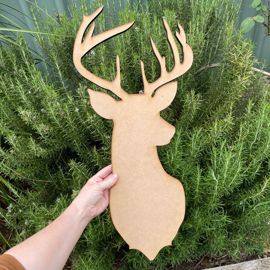 Mounted Deer Stag Head Shape MDF Art Board, Resin Board, Art Blank, Craft Blank ~3mm/6mm/9mm thickness available~