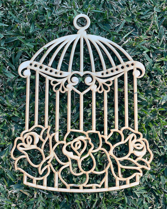 Floral Birdcage Cut-Out Shape MDF Art Board, Resin Board, Art Blank, Craft Blank ~3mm/6mm/9mm thickness available~