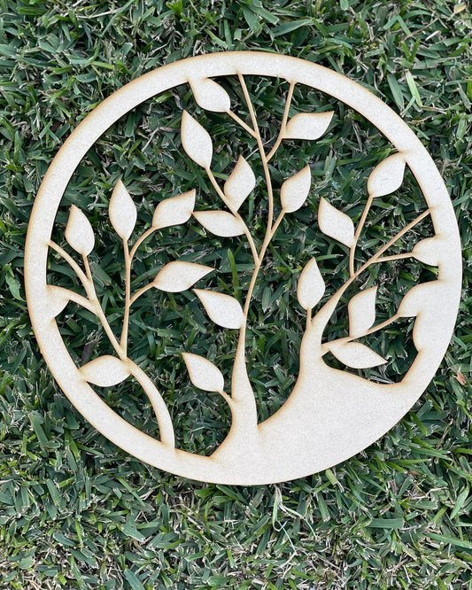 Leaf Tree Circle Cut-Out Shape MDF Art Board, Resin Board, Art Blank, Craft Blank ~3mm/6mm/9mm thickness available~
