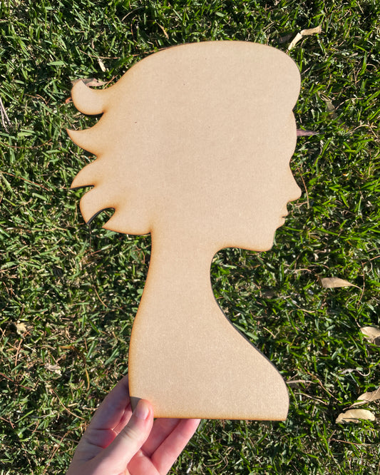 Lady Princess Head Profile #1 Shape MDF Art Board, Resin Board, Art Blank, Craft Blank ~3mm/6mm/9mm thickness available~