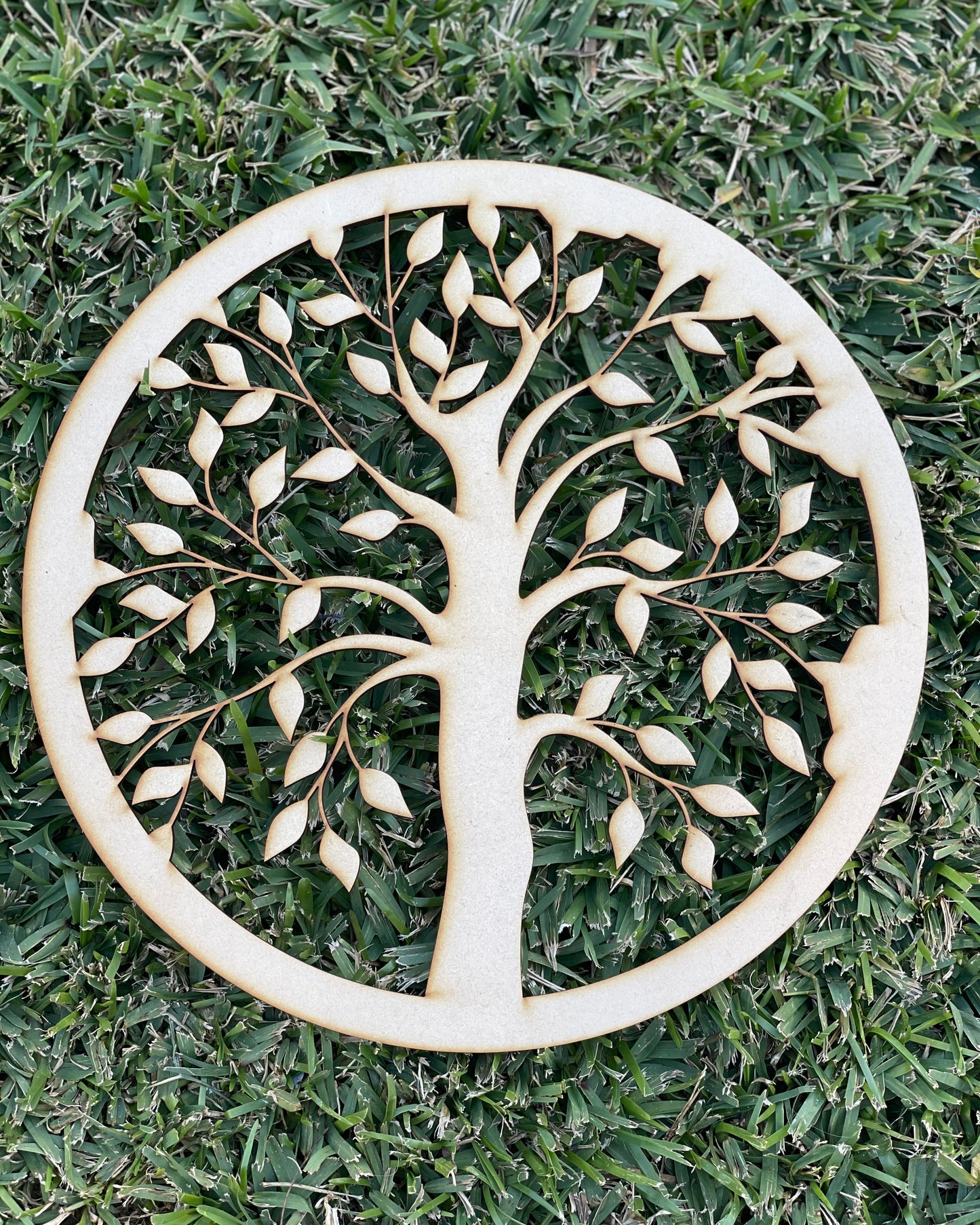 Leafy Single Trunk Circle Cut-Out Shape MDF Art Board, Resin Board, Art Blank, Craft Blank ~3mm/6mm/9mm thickness available~