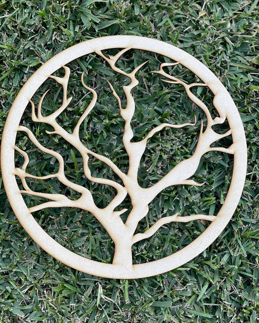 Twisty Tree Circle Cut-Out Shape MDF Art Board, Resin Board, Art Blank, Craft Blank ~3mm/6mm/9mm thickness available~